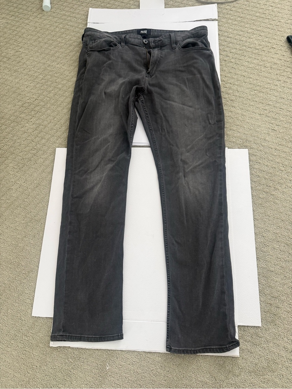 PAIGE Men's Washed Charcoal Straight Jeans